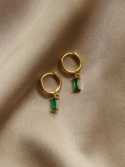 Gabi The Label EARRINGS MIRAGE Huggies - Emerald Green *18K Gold-plated