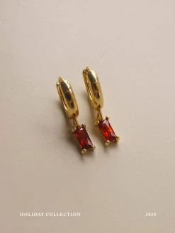 Gabi The Label EARRINGS MIRAGE Huggies - Garnet Red *18K Gold-plated