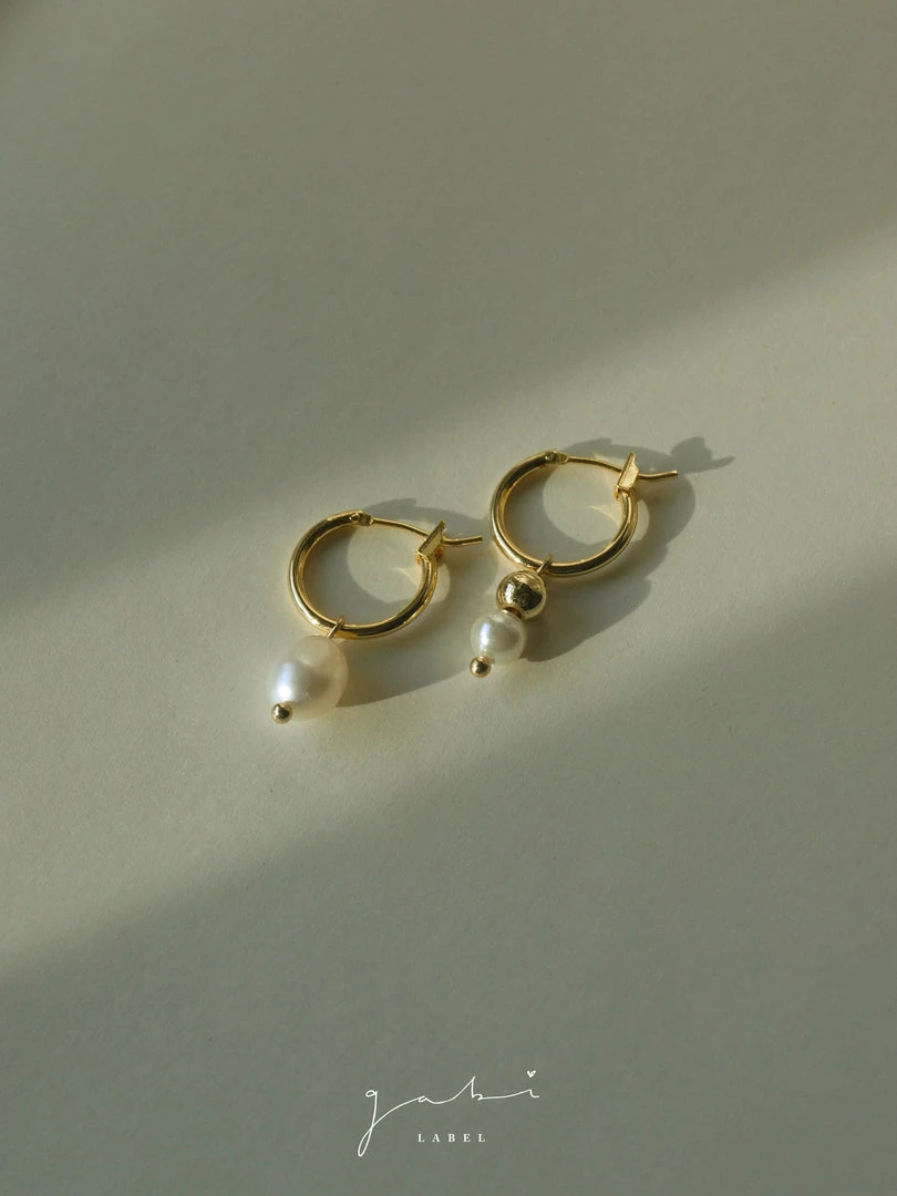 Gabi The Label EARRINGS Little Pearls Mismatched Hoops