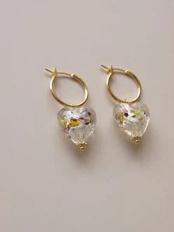 Gabi The Label Glass Heart Hoops - Mosaic Clear *18K Gold-plated