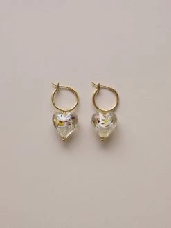 Gabi The Label Glass Heart Hoops - Mosaic Clear *18K Gold-plated