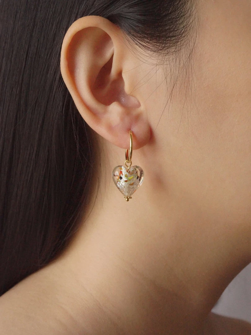 Gabi The Label Glass Heart Hoops - Mosaic Clear *18K Gold-plated