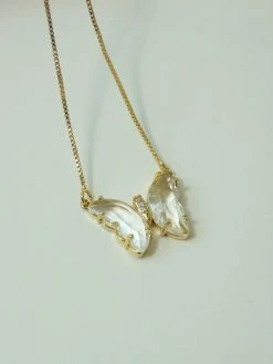 Gabi The Label Crystal Butterfly Necklace - Clear *14k Gold-plated [ Butterflies ]
