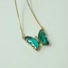 Gabi The Label Crystal Butterfly Necklace - Emerald Green *14k Gold-plated