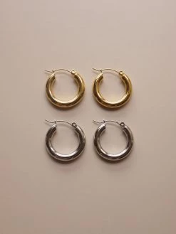 Gabi The Label [ Hoops ] The Omega Hoops - Silver *Platinum-plated