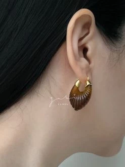 Gabi The Label Sculptural Hoops - Brown