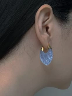 Gabi The Label EARRINGS Sculptural Hoops - Cornflower Blue