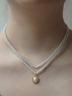 Gabi The Label Layered Pearl Pendant Necklace