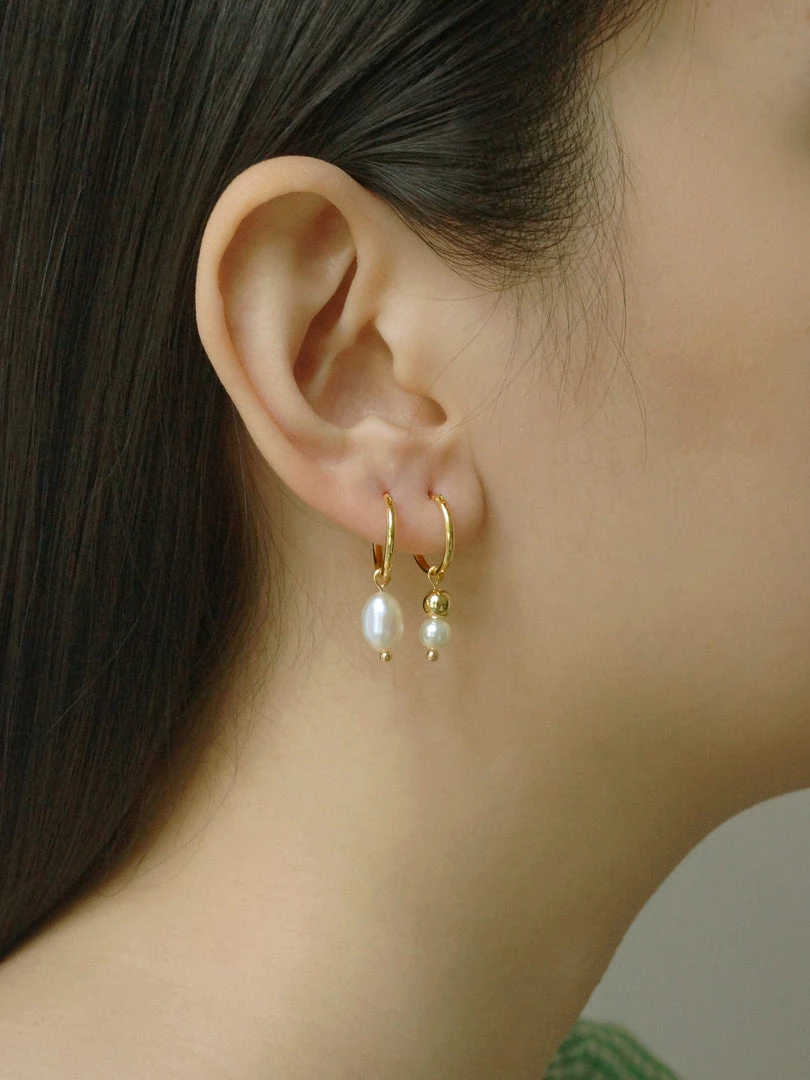 Gabi The Label EARRINGS Little Pearls Mismatched Hoops