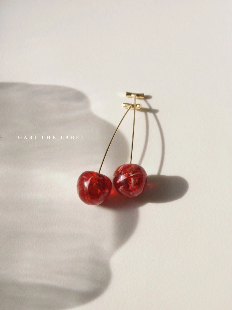 Gabi The Label Petit MIKA Floral Cherry Earrings - Red *Gold-plated Stems