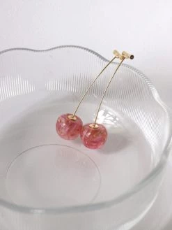 Gabi The Label Petit MIKA Floral Cherry Earrings - Pink *Gold-plated Stems