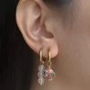 Gabi The Label Flower Cloisonne & Little Stone Mismatched Hoops - Pink EARRINGS