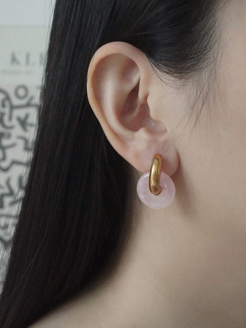 Gabi The Label Donut Hoops - Rose Quartz EARRINGS