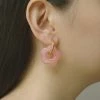 Gabi The Label Stainless Steel Hoops With Flower - Pink EARRINGS