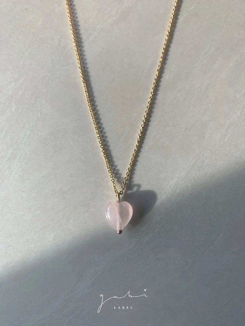 Gabi The Label Petite Rose Quartz Heart Necklace INSPIRED BY NATURE