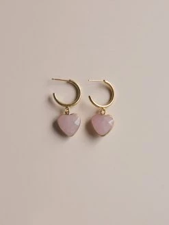 Gabi The Label EARRINGS Blush Stone Heart Hoops *18K Gold-plated