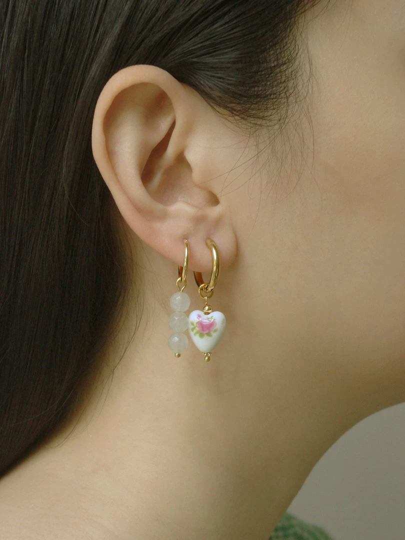 Gabi The Label Ceramic Heart Hoop Earrings - Pink