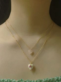 Gabi The Label Ceramic Flower Heart Necklace - Pink INSPIRED BY NATURE