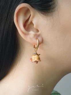 Gabi The Label Dried Flower Stainless Steel Small Hoops - Pink