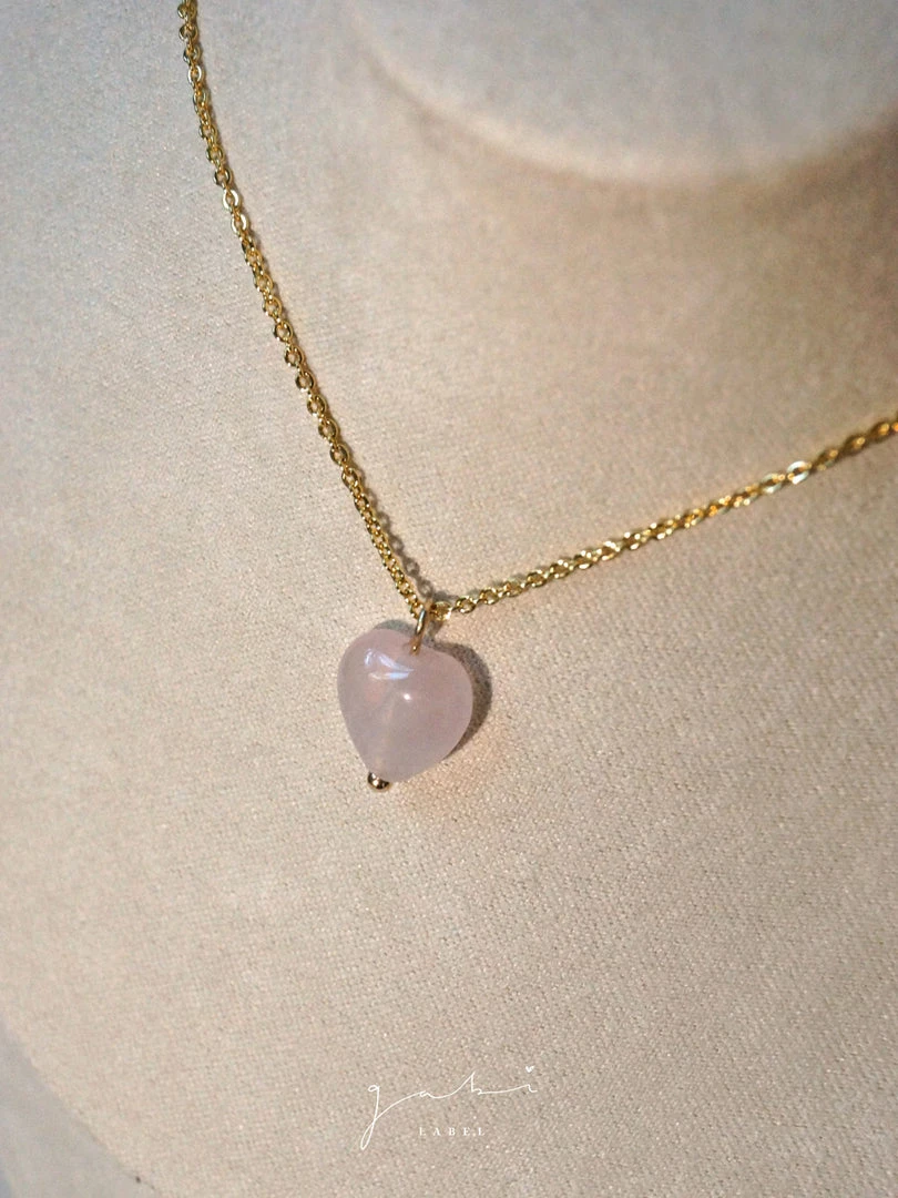 Gabi The Label Petite Rose Quartz Heart Necklace INSPIRED BY NATURE