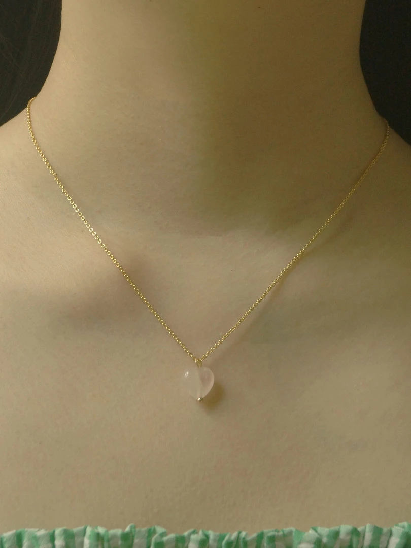 Gabi The Label Petite Rose Quartz Heart Necklace INSPIRED BY NATURE