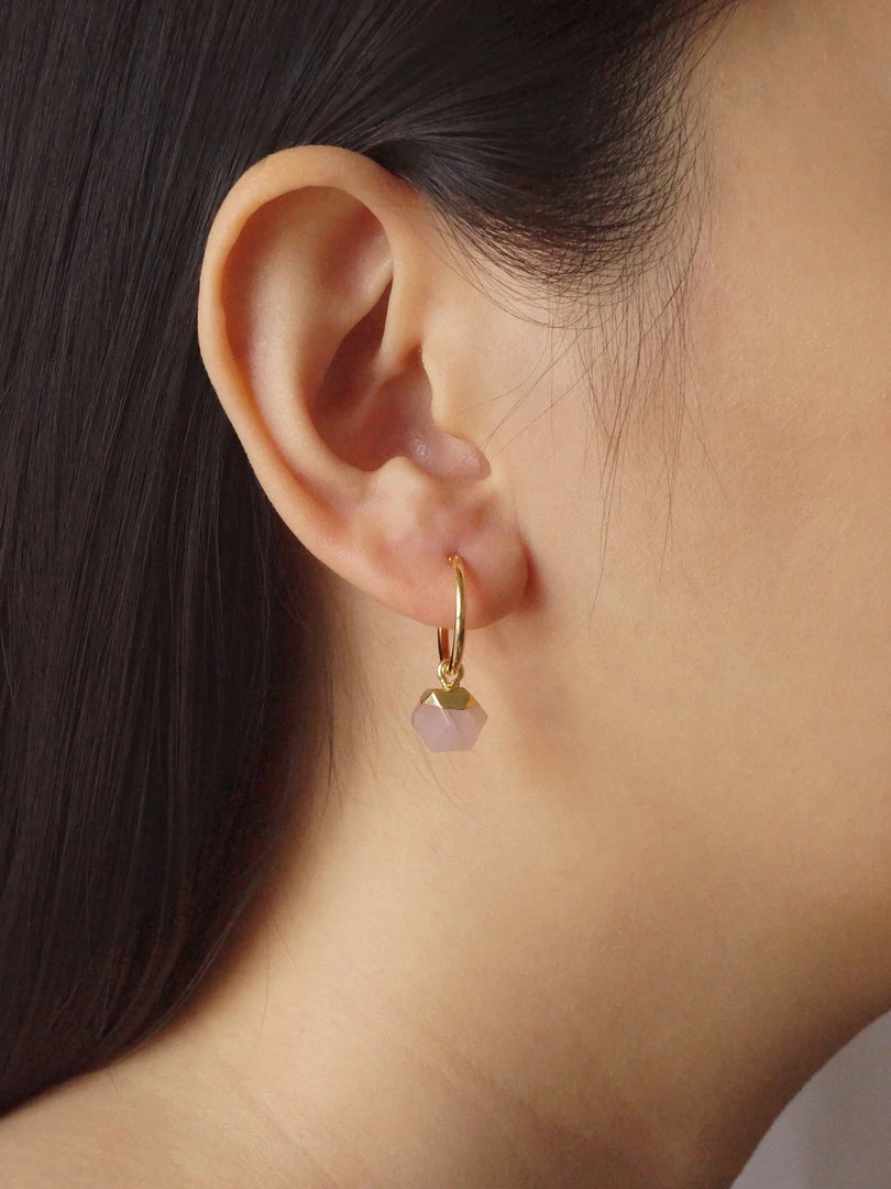 Gabi The Label Little Stone Hoops - Blush Pink *18K Gold-plated EARRINGS