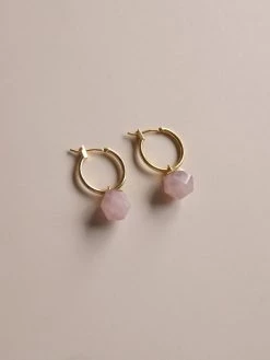 Gabi The Label Little Stone Hoops - Blush Pink *18K Gold-plated EARRINGS
