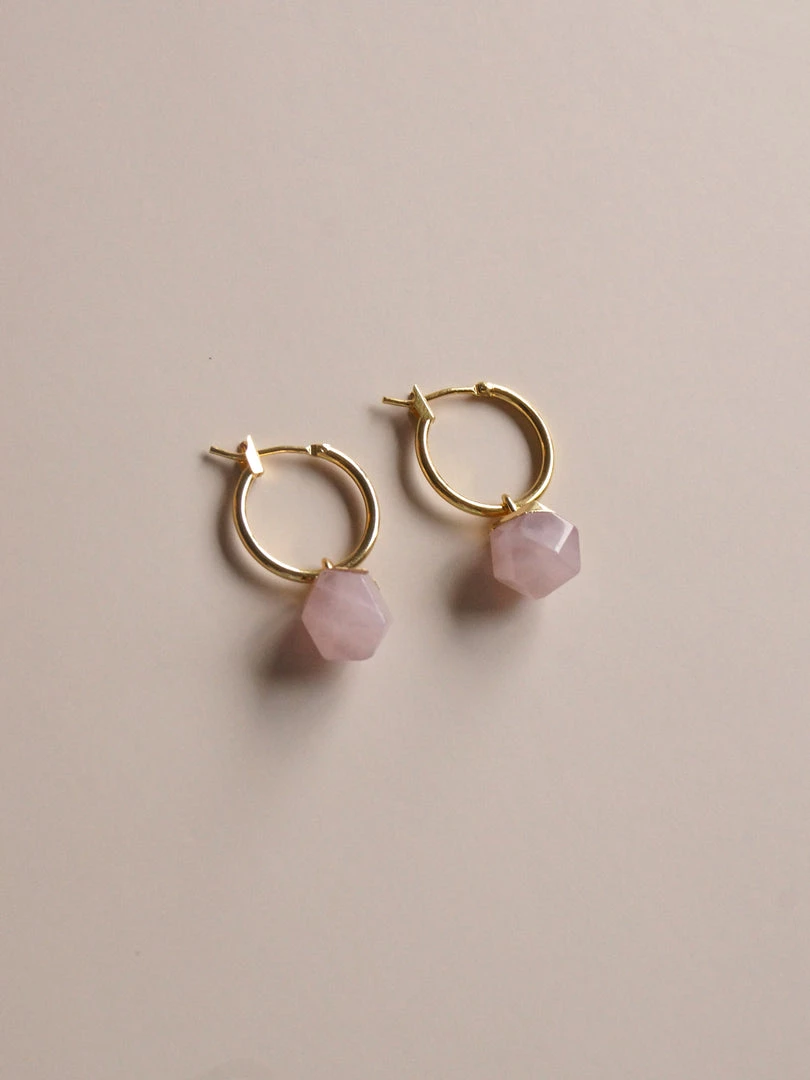 Gabi The Label Little Stone Hoops - Blush Pink *18K Gold-plated EARRINGS