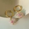 Gabi The Label Pink Glass Flower Hoop Earrings