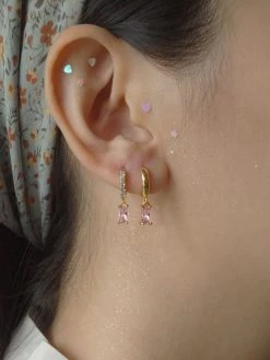 Gabi The Label REVERIE Huggies - Pink *18K Gold-plated EARRINGS