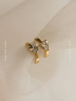 Gabi The Label EARRINGS POPPY Huggies - Clear *Gold-plated