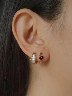 Gabi The Label POPPY Huggies - Ruby Red *Gold-plated