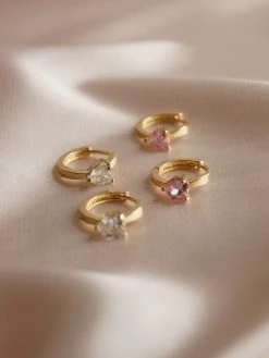 Gabi The Label EARRINGS POPPY Huggies - Pink *Gold-plated