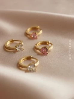 Gabi The Label EARRINGS POPPY Huggies - Pink *Gold-plated