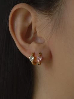 Gabi The Label EARRINGS POPPY Huggies - Pink *Gold-plated