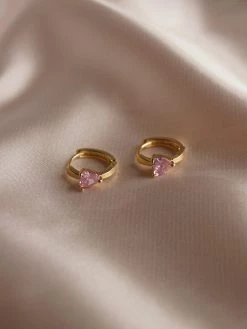 Gabi The Label EARRINGS POPPY Huggies - Pink *Gold-plated