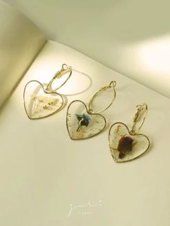 Gabi The Label Pressed Flower Heart Hoops - Blue