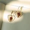 Gabi The Label Pressed Flower Heart Hoops - Red EARRINGS