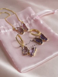 Gabi The Label Loveday Butterfly Hoops - Purple *14k Gold-plated [ Huggies ]