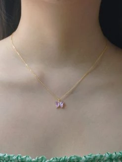 Gabi The Label Petite Butterfly Necklace - Lilac [ Butterflies ]