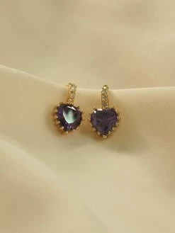 Gabi The Label Jewel Heart Earstuds - Purple *18K Gold-plated