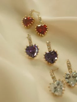 Gabi The Label EARRINGS Jewel Heart Earstuds - Red *18K Gold-plated