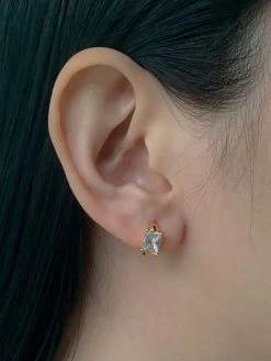 Gabi The Label EARRINGS Rectangular Clear Gemstone Huggies