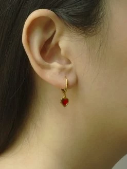 Gabi The Label EARRINGS Heart Gem Huggies - Red