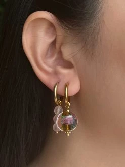 Gabi The Label Art Glass & Semi-Precious Stones Mismatched Hoops EARRINGS