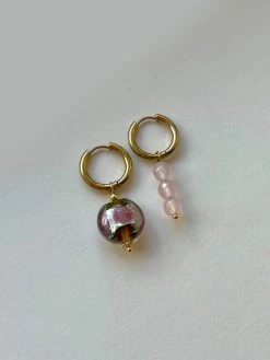 Gabi The Label Art Glass & Semi-Precious Stones Mismatched Hoops EARRINGS