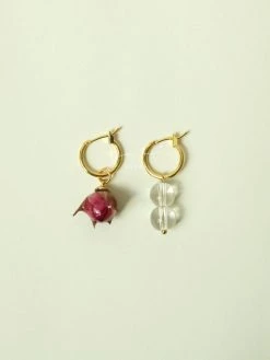 Gabi The Label EARRINGS Rose & Glass Mismatched Hoops