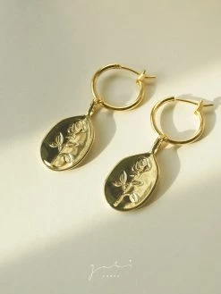 Gabi The Label Rose Pendant Hoop Earrings