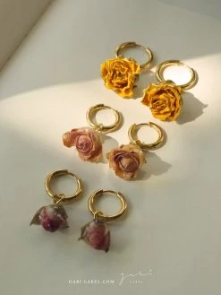 Gabi The Label Dried Flower Stainless Steel Small Hoops - Pink