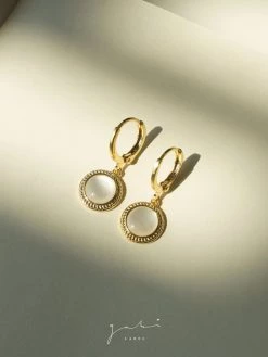 Gabi The Label EARRINGS Round Shell Pendant Huggies